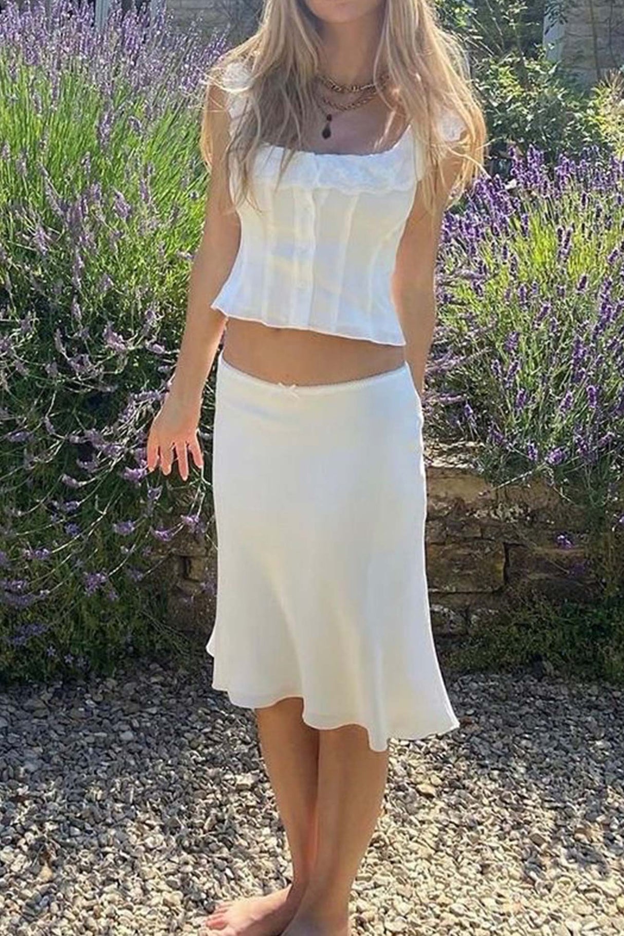 Arolora lace-neck-tank-top-fishtail-skirt-suits