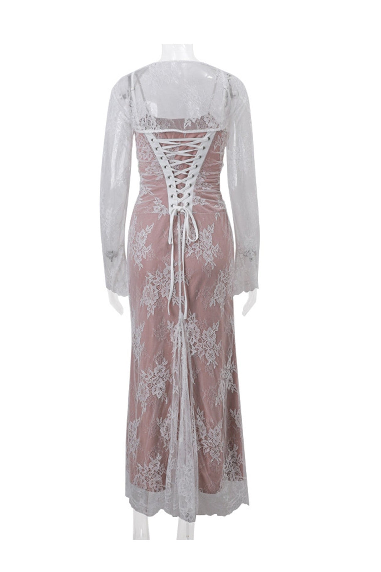 Arolora lace-tie-up-cami-dress-cover-up-two-piece-set