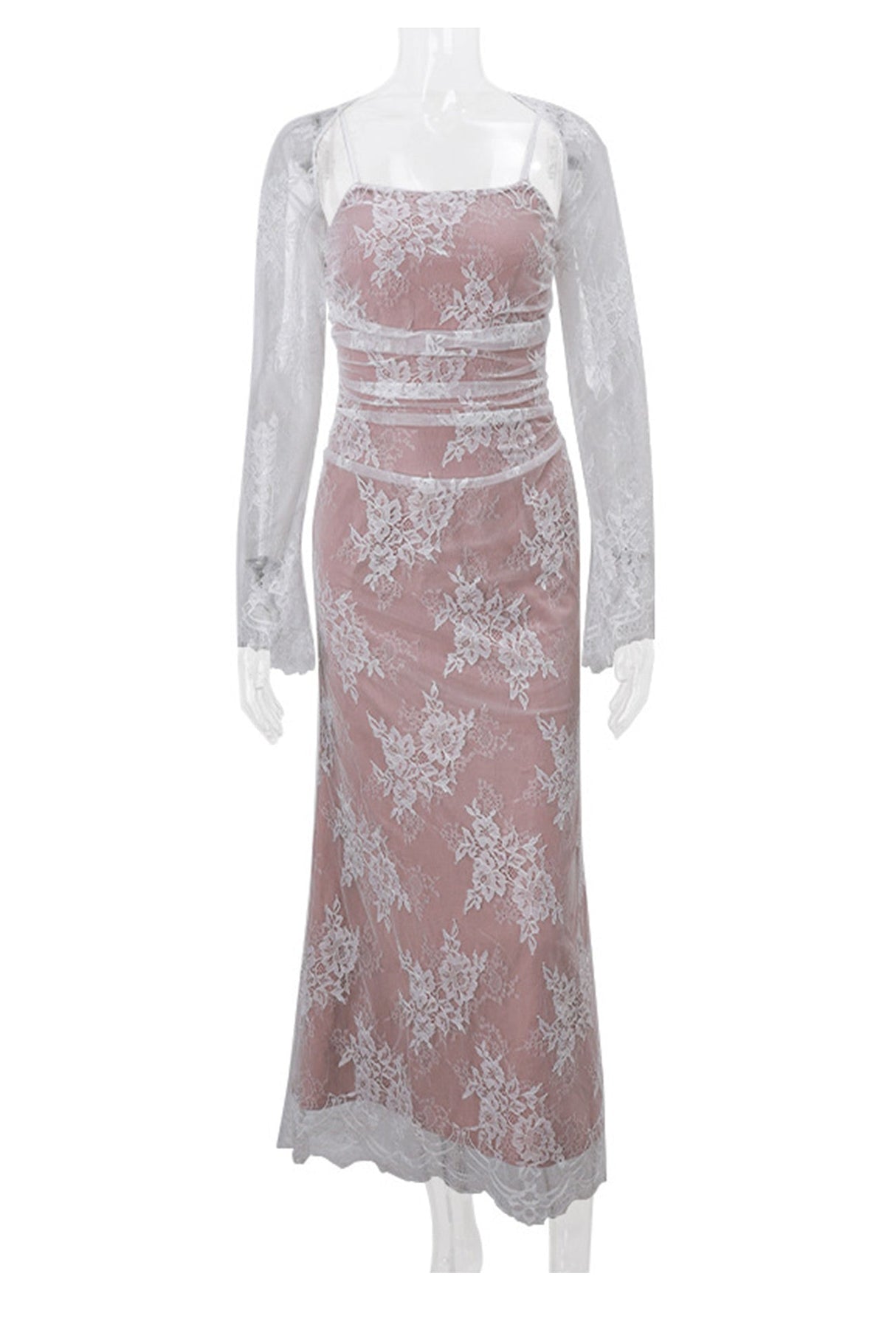 Arolora lace-tie-up-cami-dress-cover-up-two-piece-set