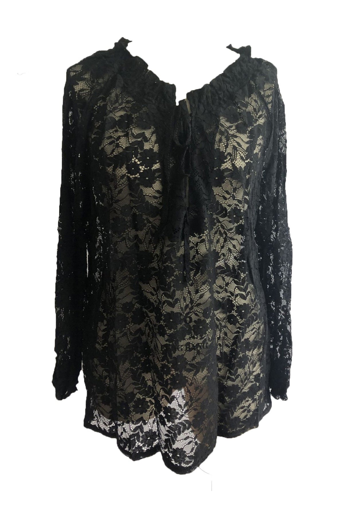 Arolora lace-tie-up-solid-blouse