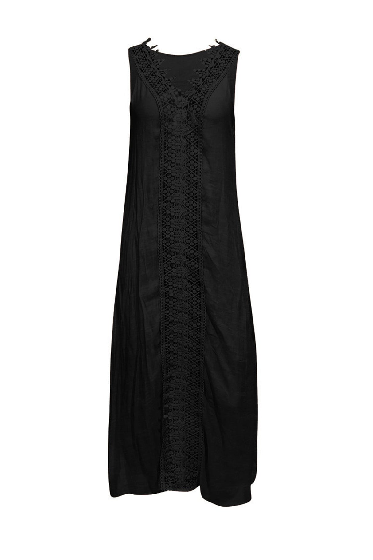 Arolora lace-v-neck-slit-tank-dress