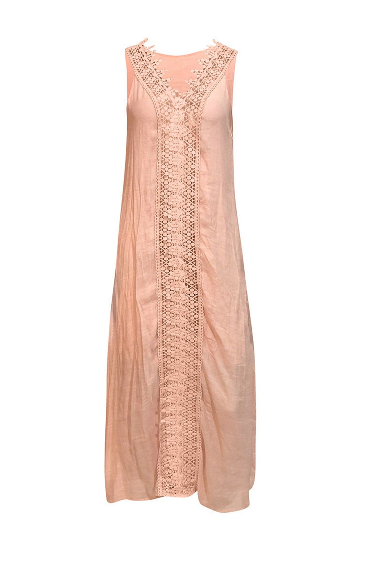 Arolora lace-v-neck-slit-tank-dress