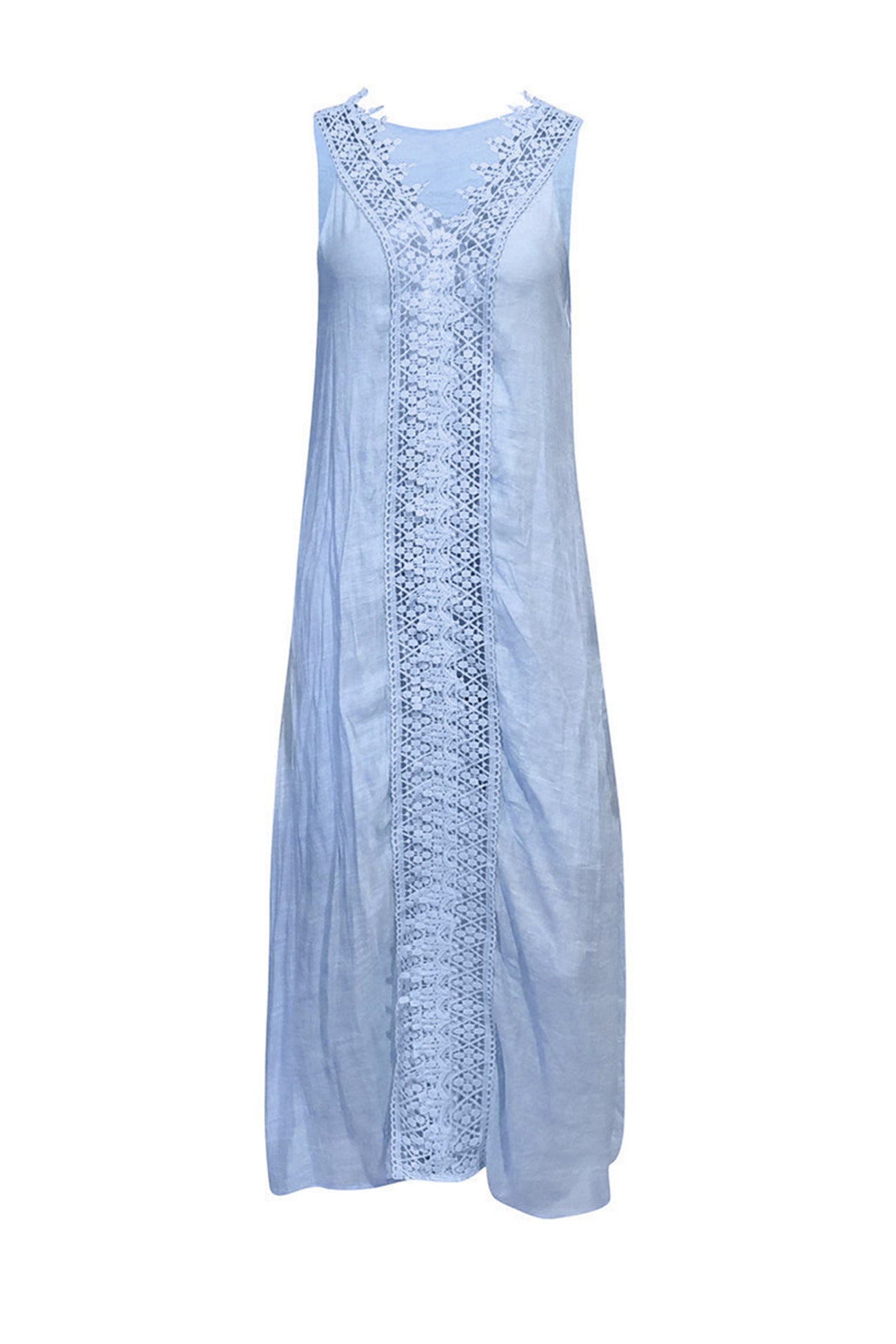 Arolora lace-v-neck-slit-tank-dress
