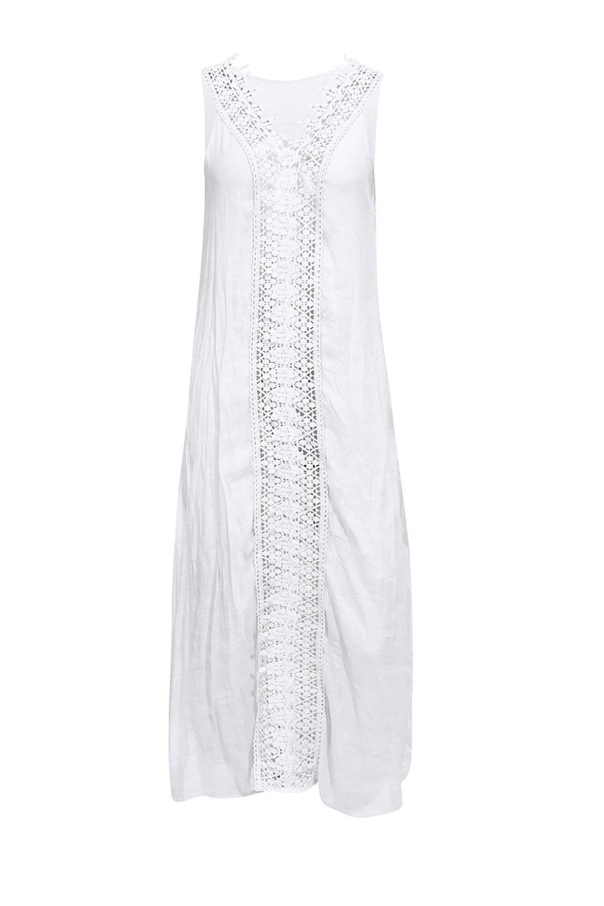 Arolora lace-v-neck-slit-tank-dress