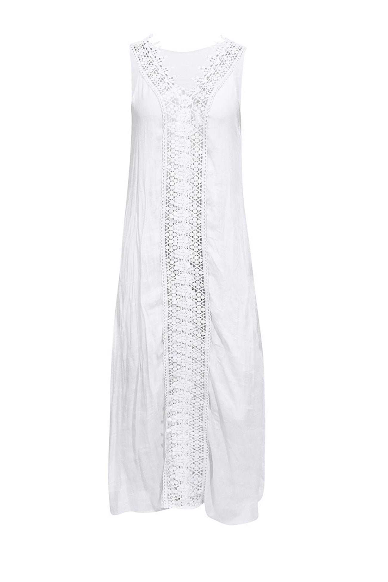 Arolora lace-v-neck-slit-tank-dress