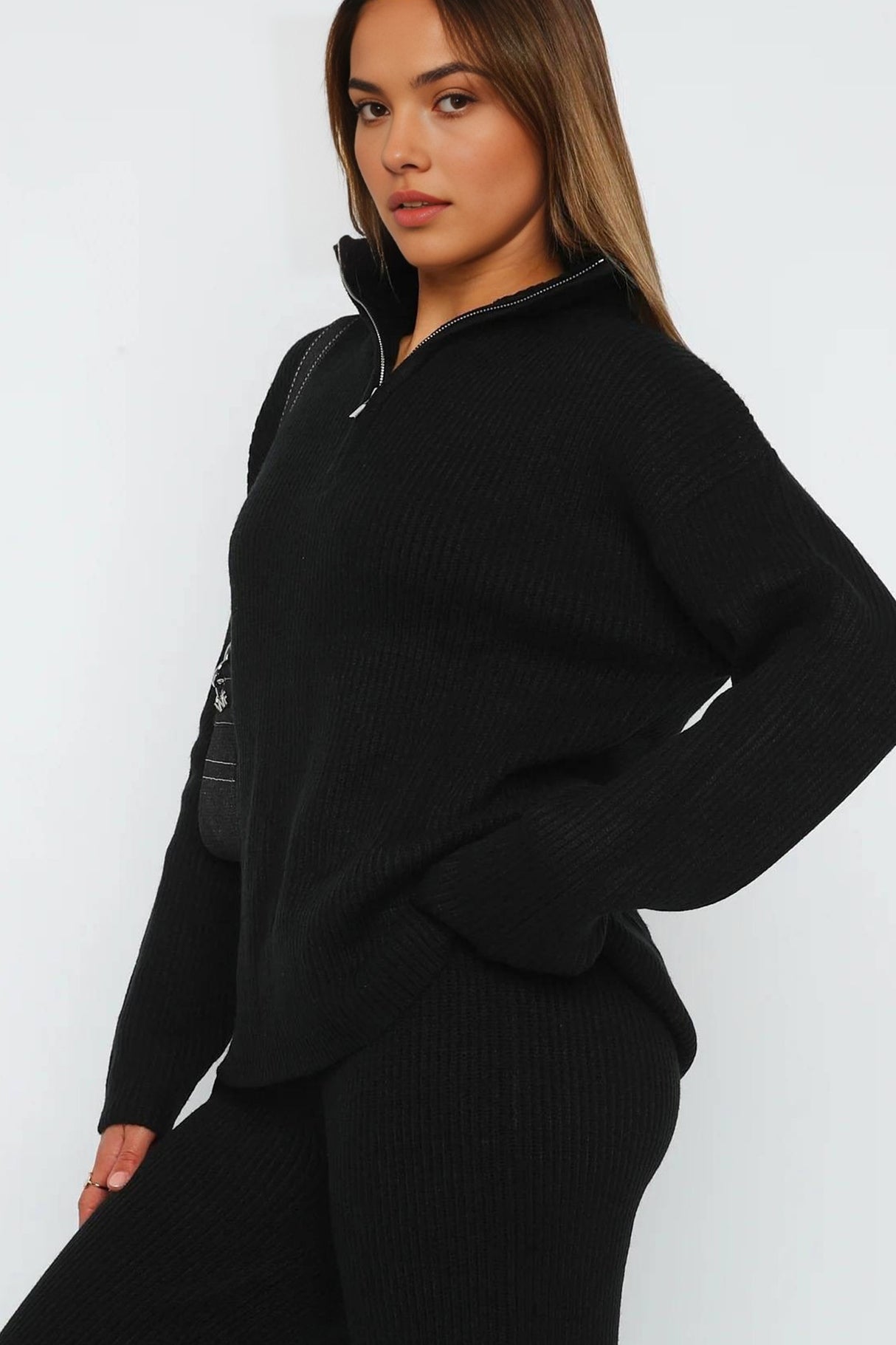 Lapel Knitted Straight-leg Two-piece Sets