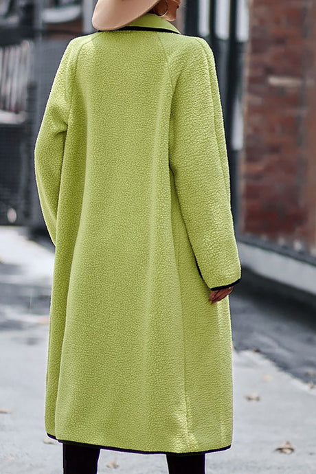 Lapel Pocketed Plush Cardigan