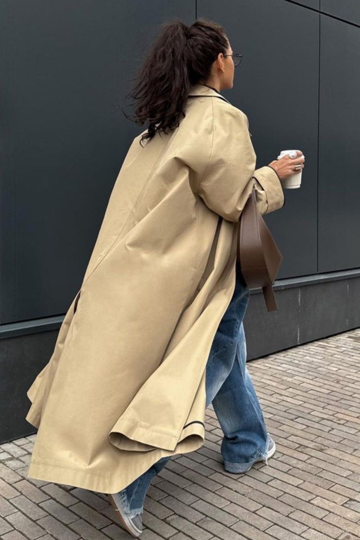 Arolora lapel-single-breasted-cotton-trench-coat