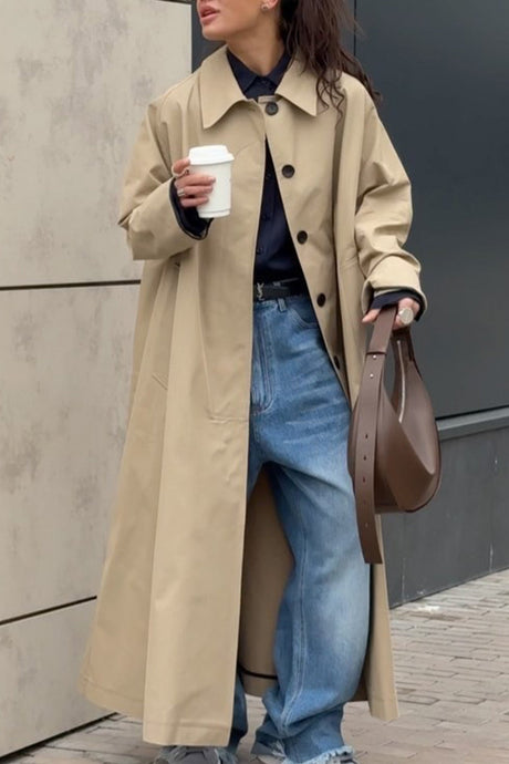 Arolora lapel-single-breasted-cotton-trench-coat