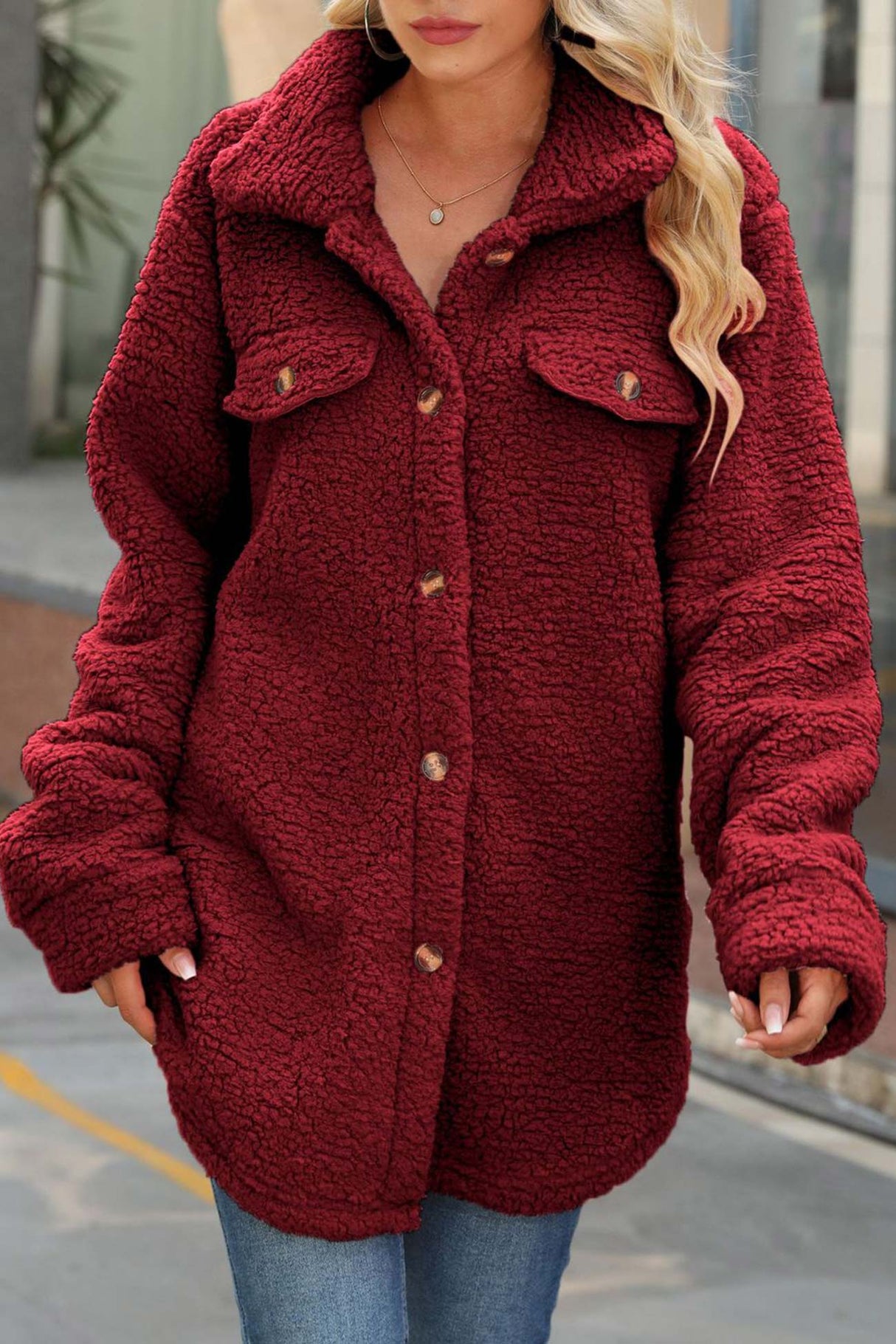 Lapel Solid Single-breasted Plush Coat