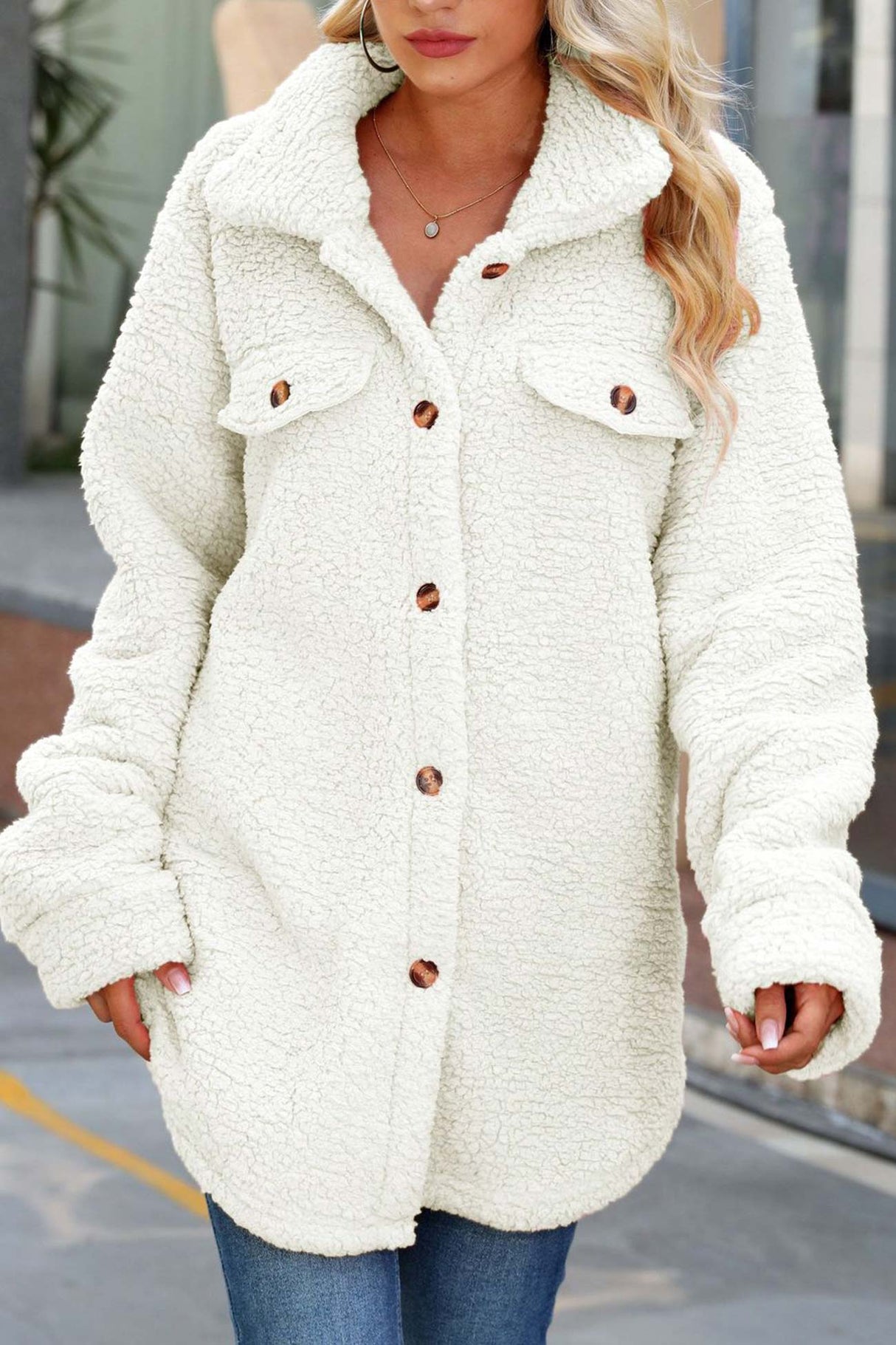 Lapel Solid Single-breasted Plush Coat