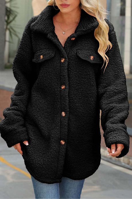 Lapel Solid Single-breasted Plush Coat