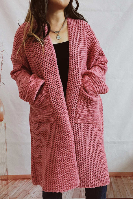 Large Pocket Open Front Cardigan