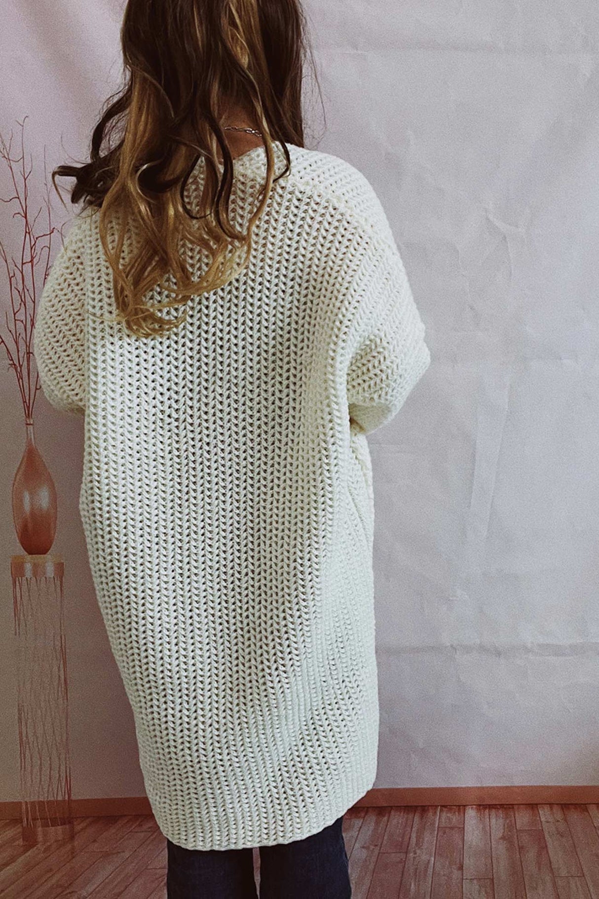 Large Pocket Open Front Cardigan