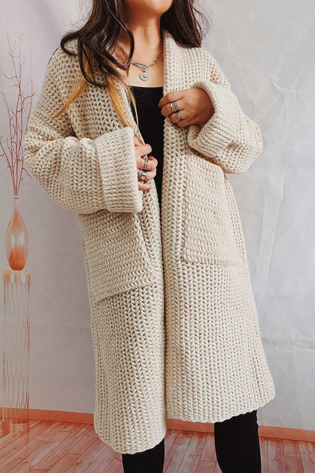 Large Pocket Open Front Cardigan