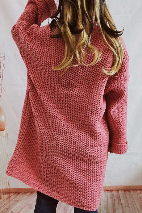 Large Pocket Open Front Cardigan