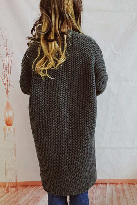Large Pocket Open Front Cardigan