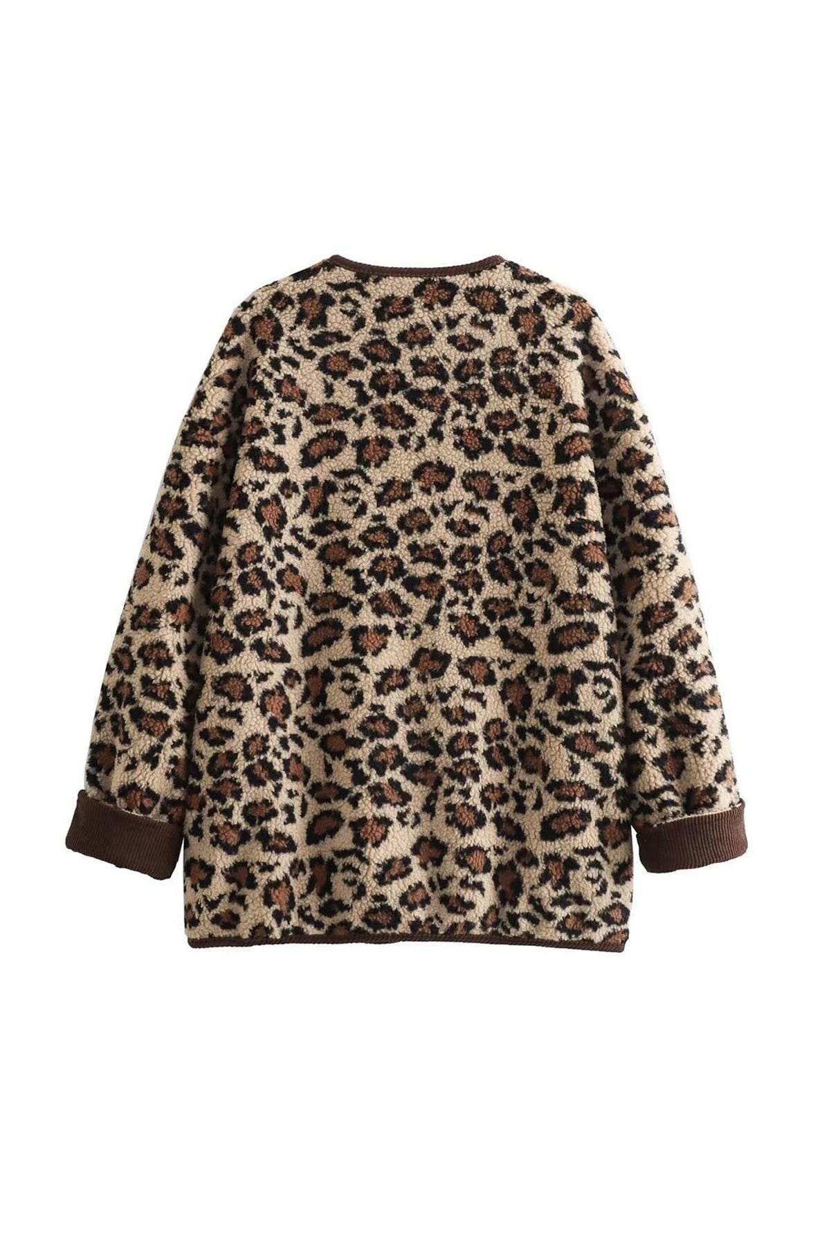 Arolora Leopard Print Button Down Coat