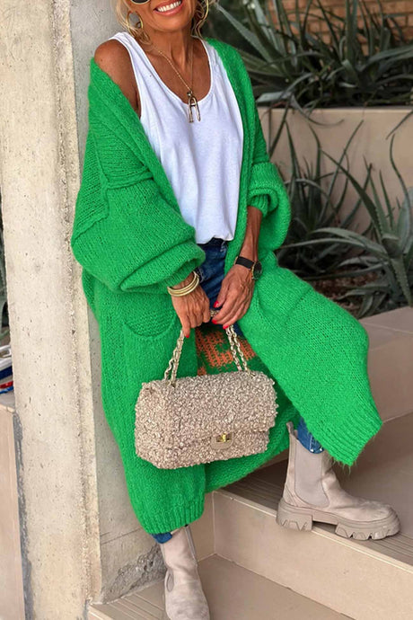 Letter Print Long Sleeve Open Front Cardigan