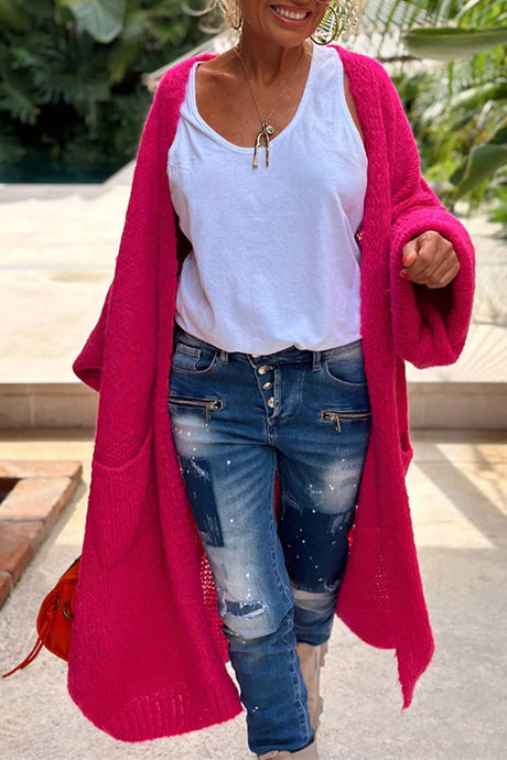 Letter Print Long Sleeve Open Front Cardigan