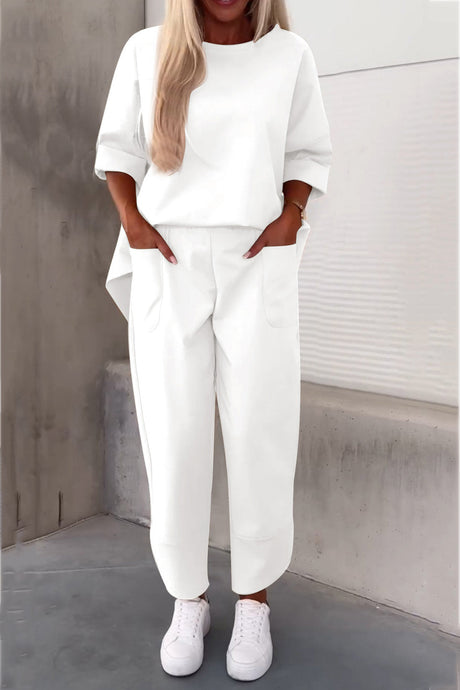 Arolora Long Sleeve Pullover Harem Pants Set