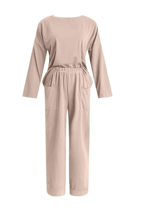 Arolora Long Sleeve Pullover Harem Pants Set
