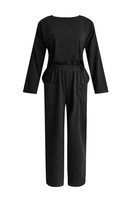 Arolora Long Sleeve Pullover Harem Pants Set