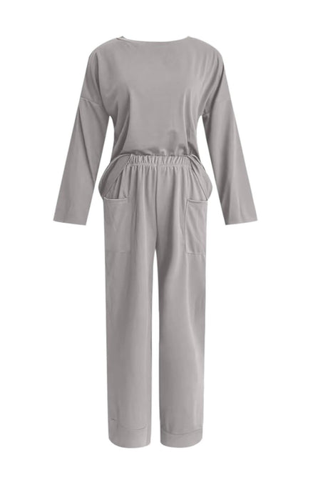 Arolora Long Sleeve Pullover Harem Pants Set