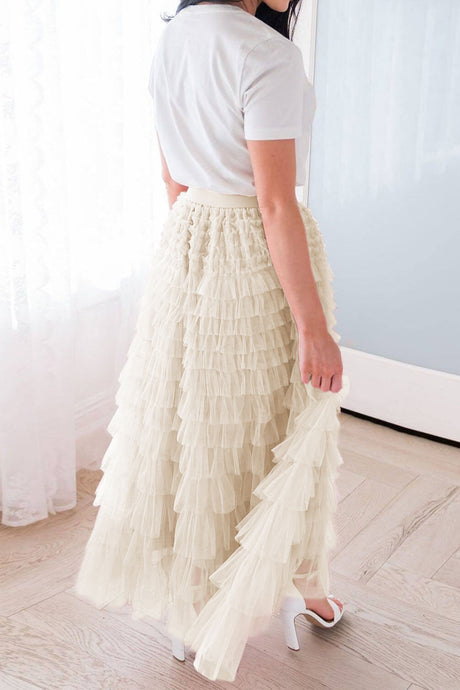 Mesh A-line Tiered Skirt