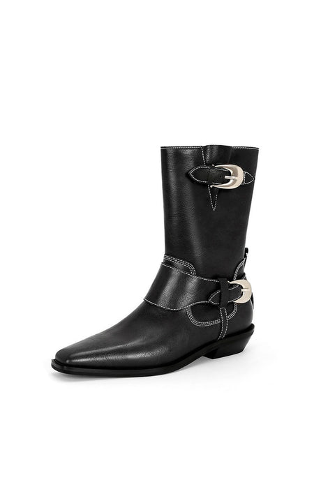 Metal Buckle Mid-calf Chelsea Western Boots