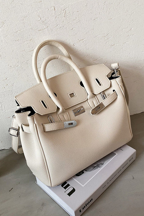 Arolora metal-buckle-solid-tote-bag