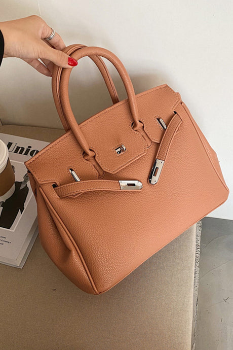 Arolora metal-buckle-solid-tote-bag