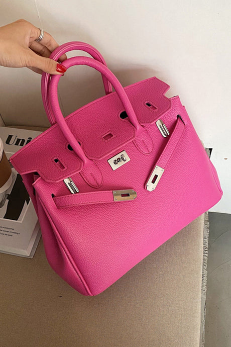 Arolora metal-buckle-solid-tote-bag