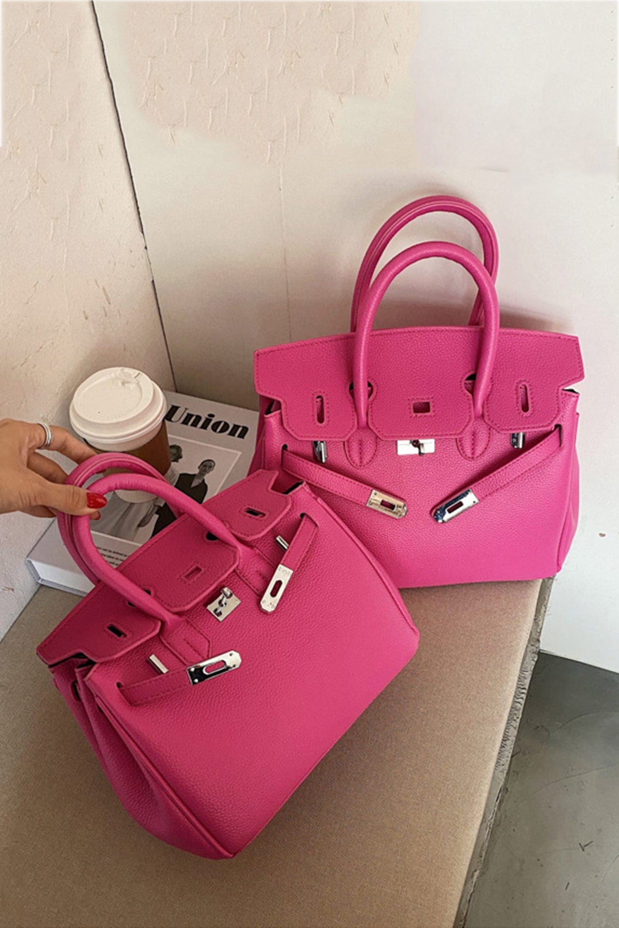 Arolora metal-buckle-solid-tote-bag