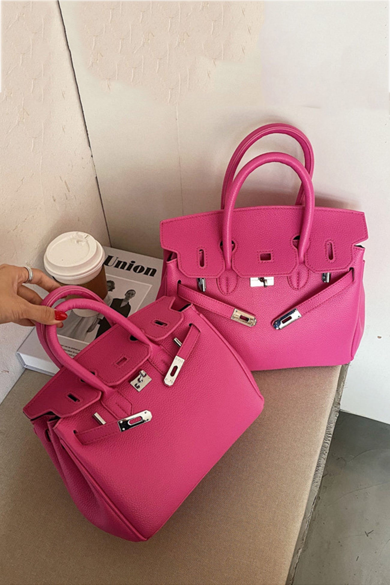 Arolora metal-buckle-solid-tote-bag
