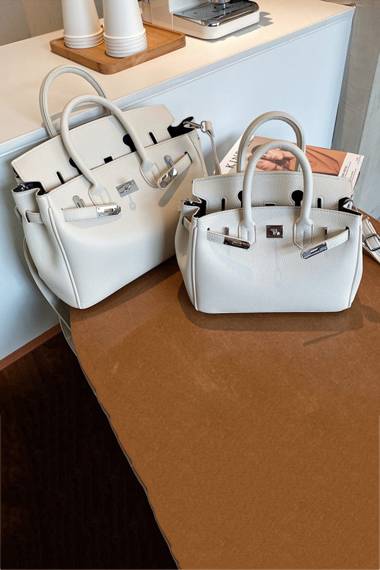 Arolora metal-buckle-solid-tote-bag
