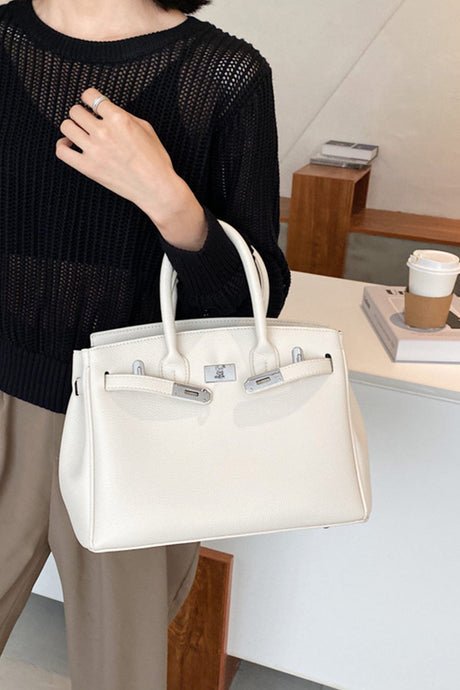 Arolora metal-buckle-solid-tote-bag
