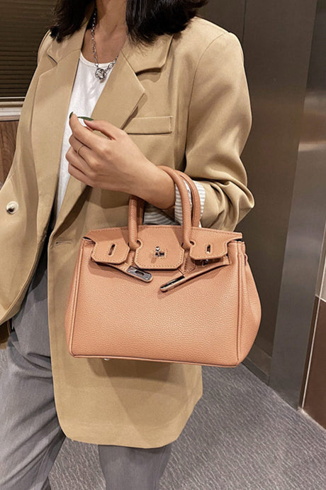 Arolora metal-buckle-solid-tote-bag