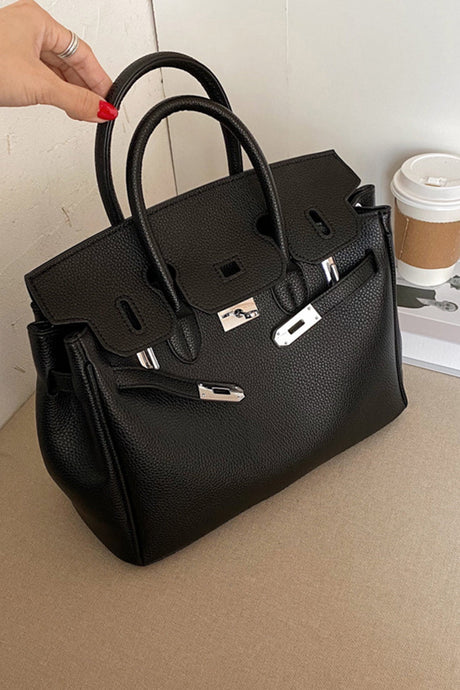 Arolora metal-buckle-solid-tote-bag