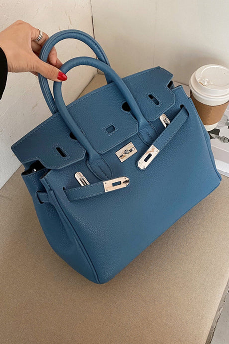 Arolora metal-buckle-solid-tote-bag