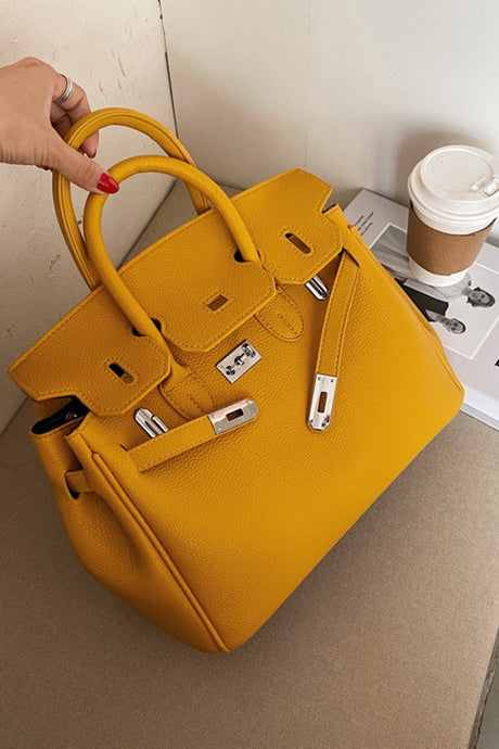 Arolora metal-buckle-solid-tote-bag