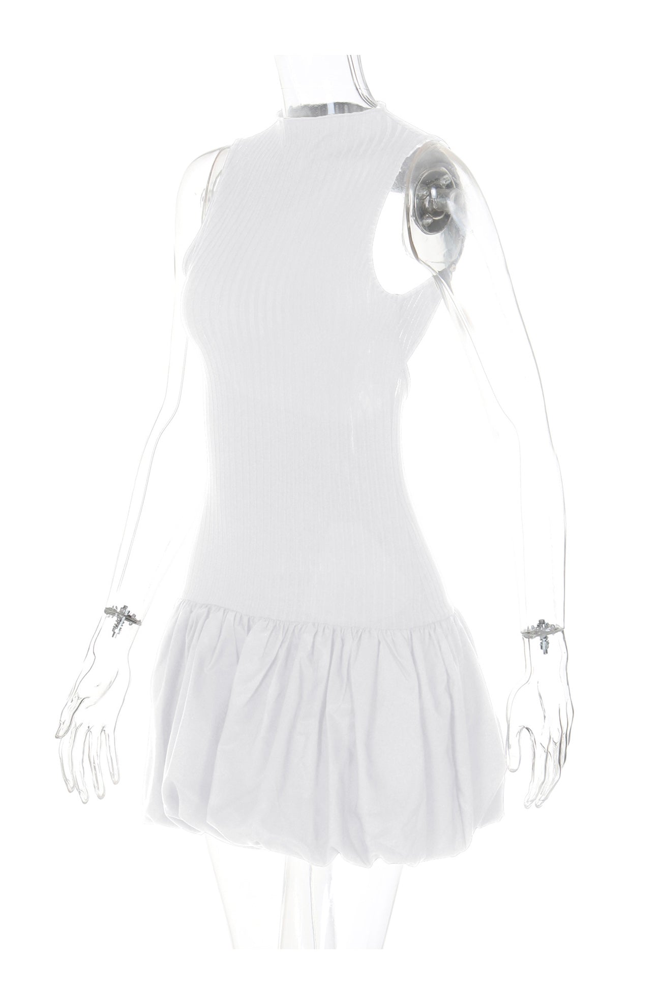Arolora Mock Neck Cowl Back Knit Patchwork Ballon Dress