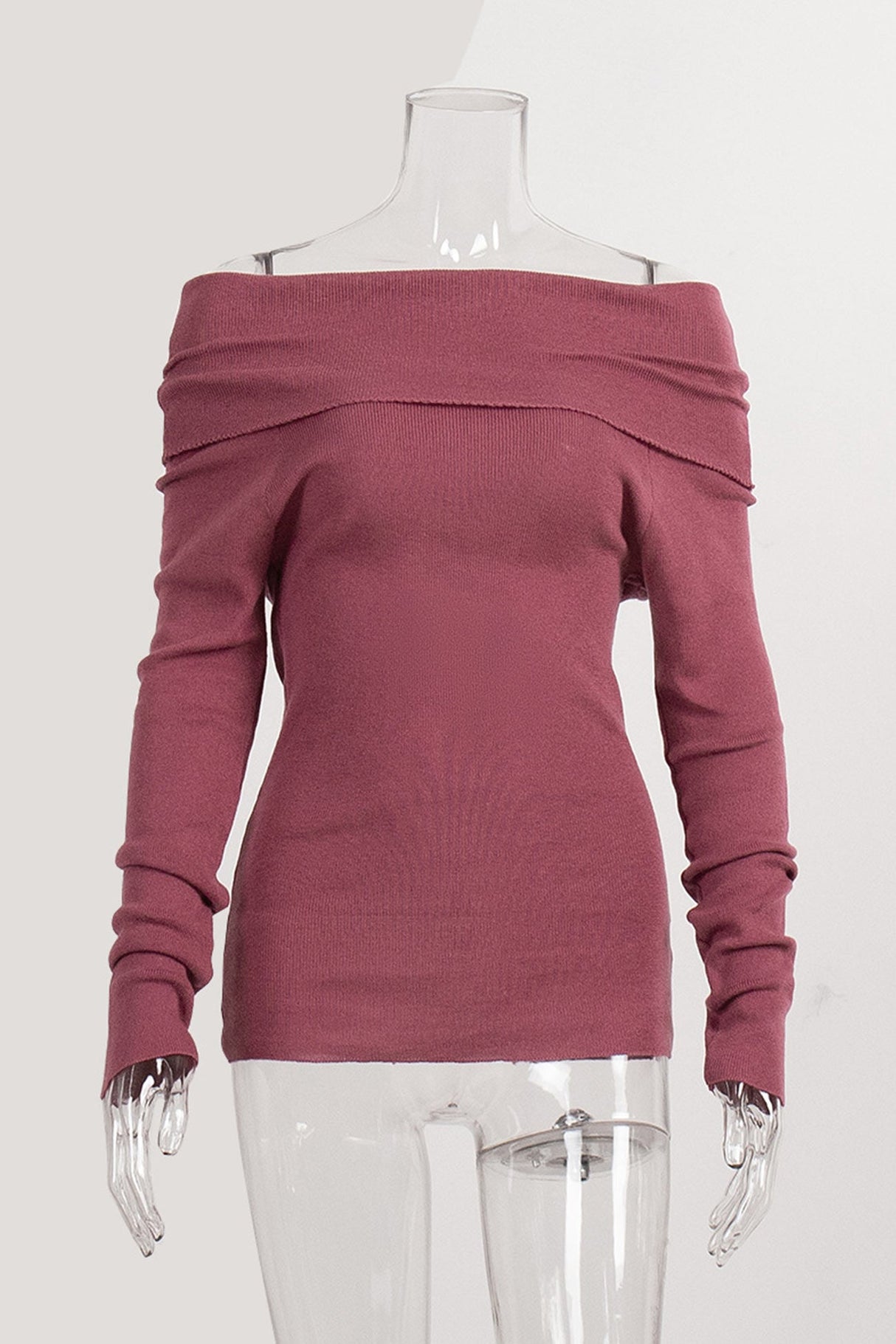 Arolora off-shoulder-long-sleeve-knit-tops