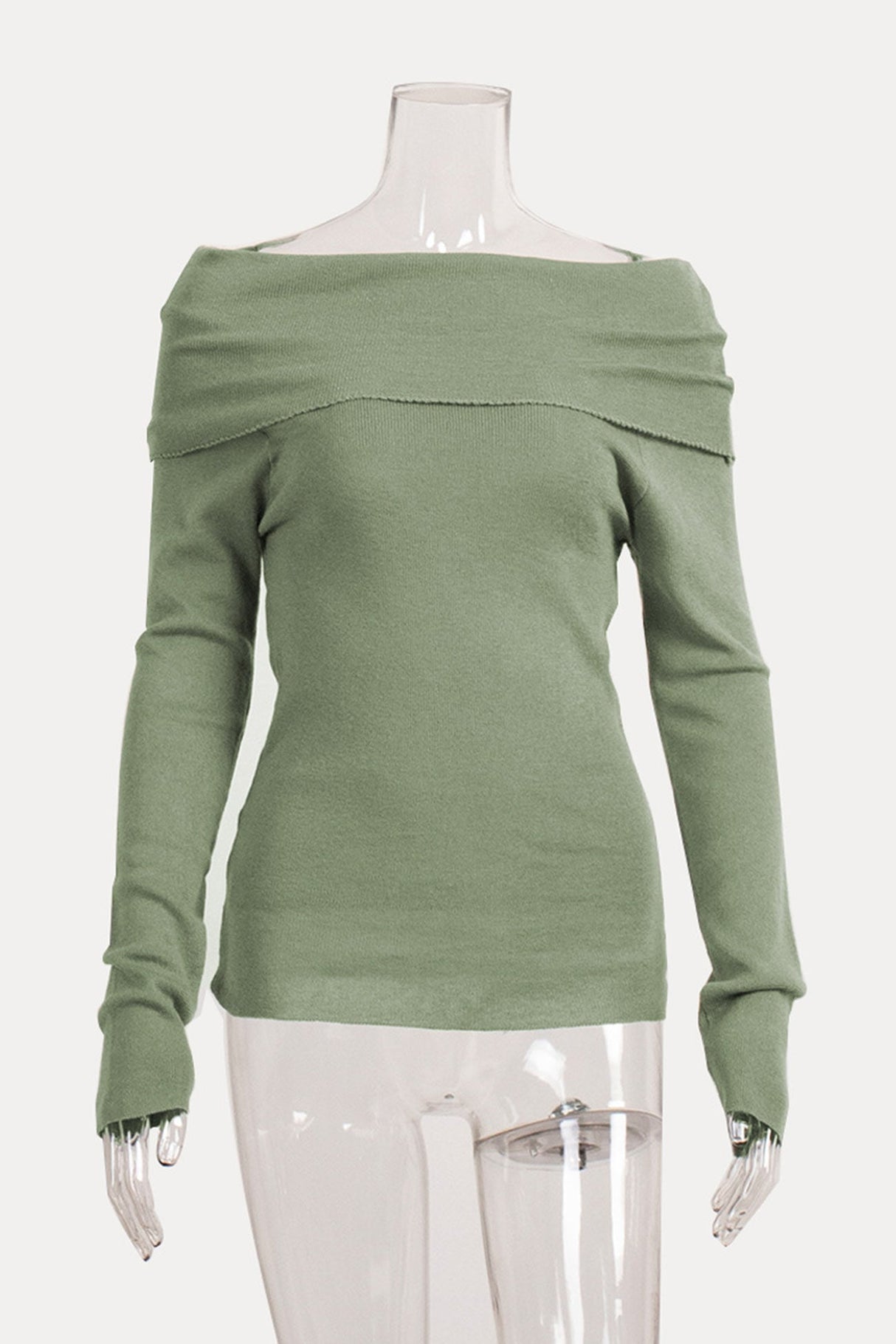 Arolora off-shoulder-long-sleeve-knit-tops