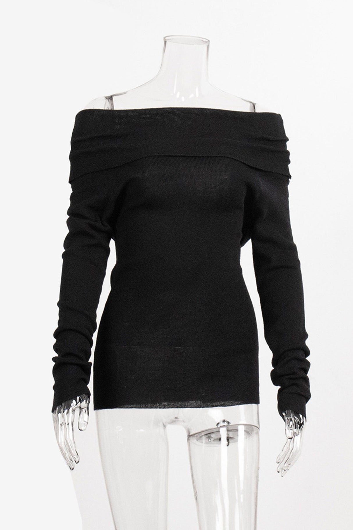 Arolora off-shoulder-long-sleeve-knit-tops