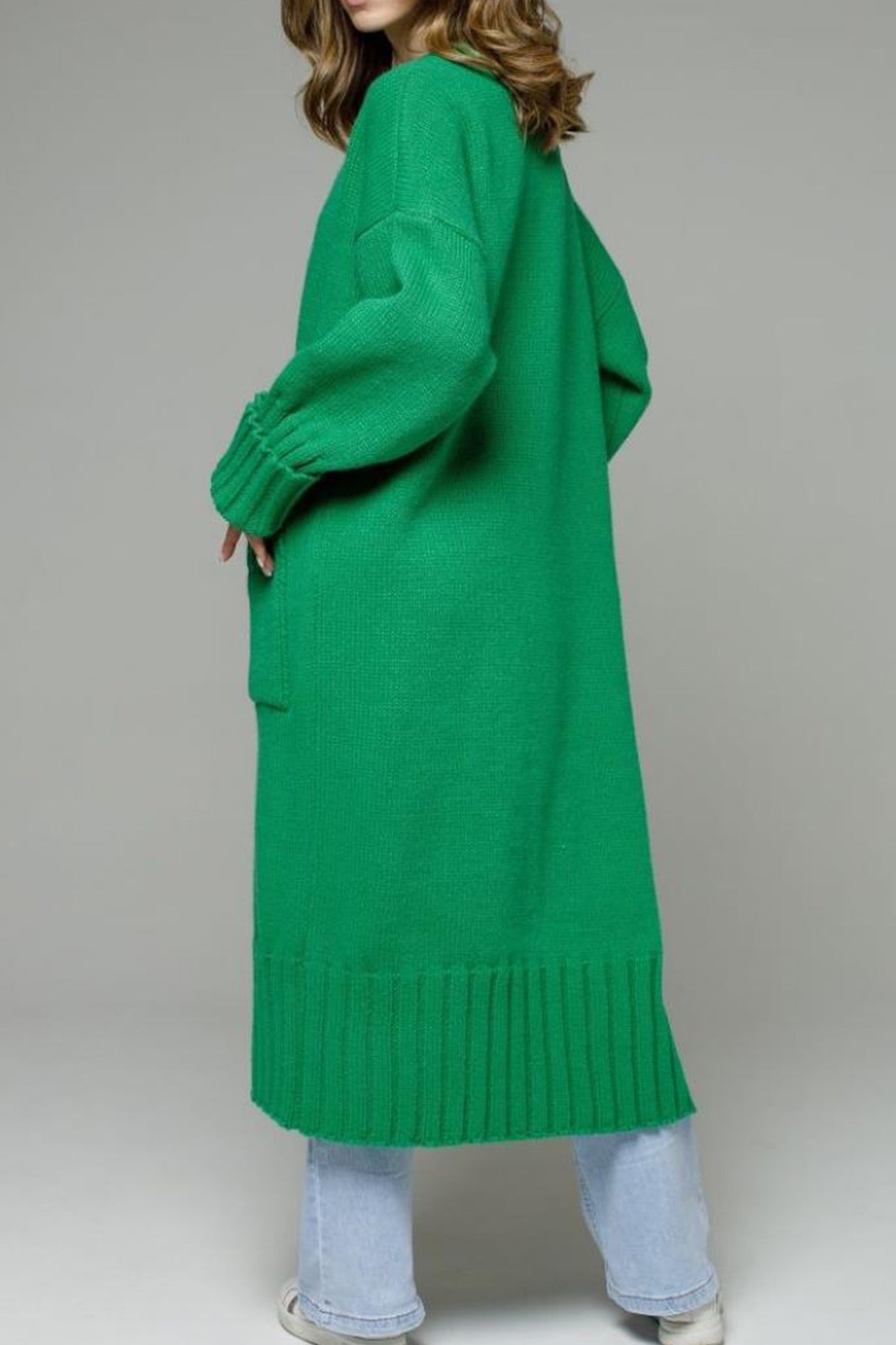 Open Front Pocketed Long Cardigan