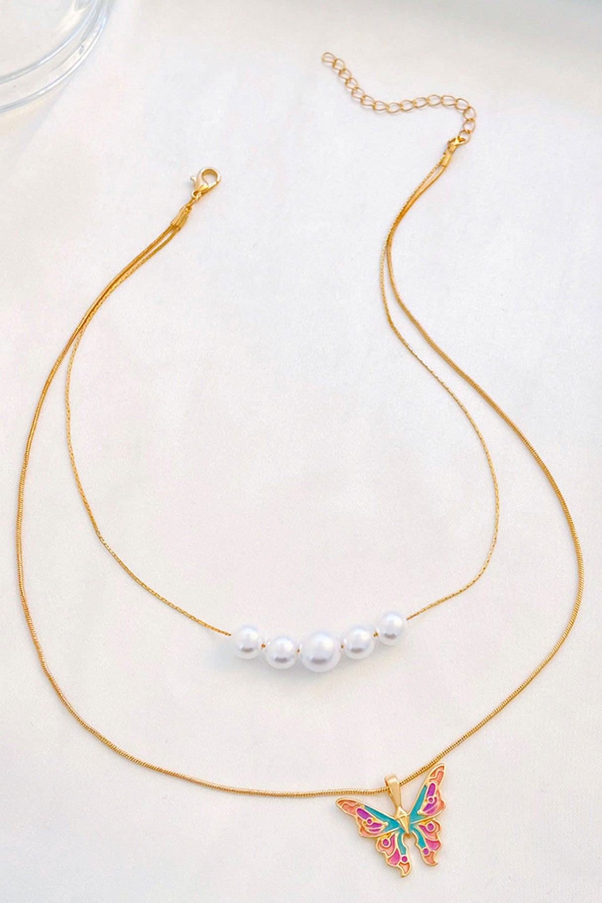 Pearl Butterfly Double Layer Necklace