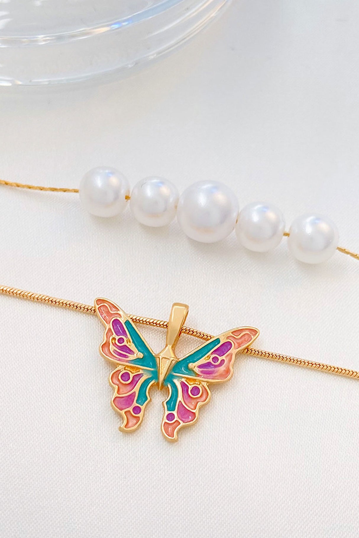 Pearl Butterfly Double Layer Necklace