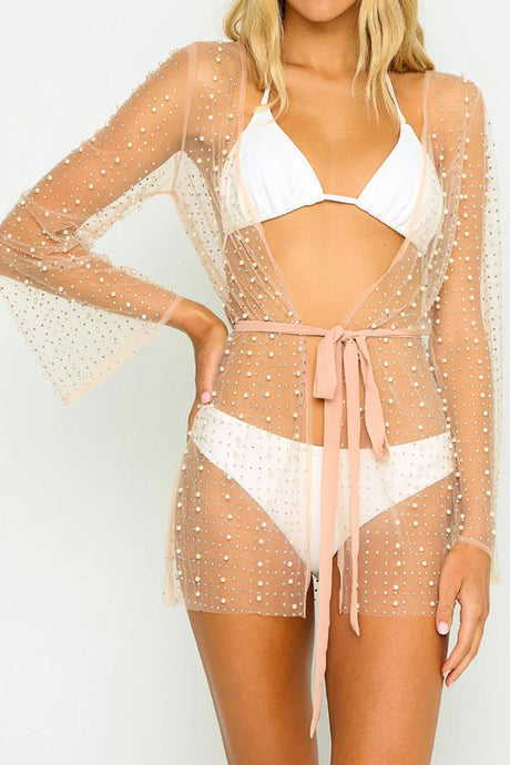 Pearl Flares Sleeve Tie-up Cardigan