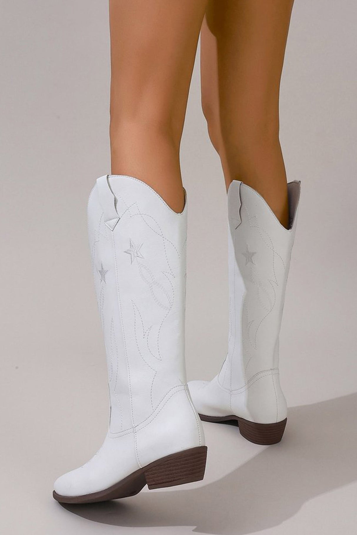 Arolora Pentagram Embroidered Chunky Heel Western Boots